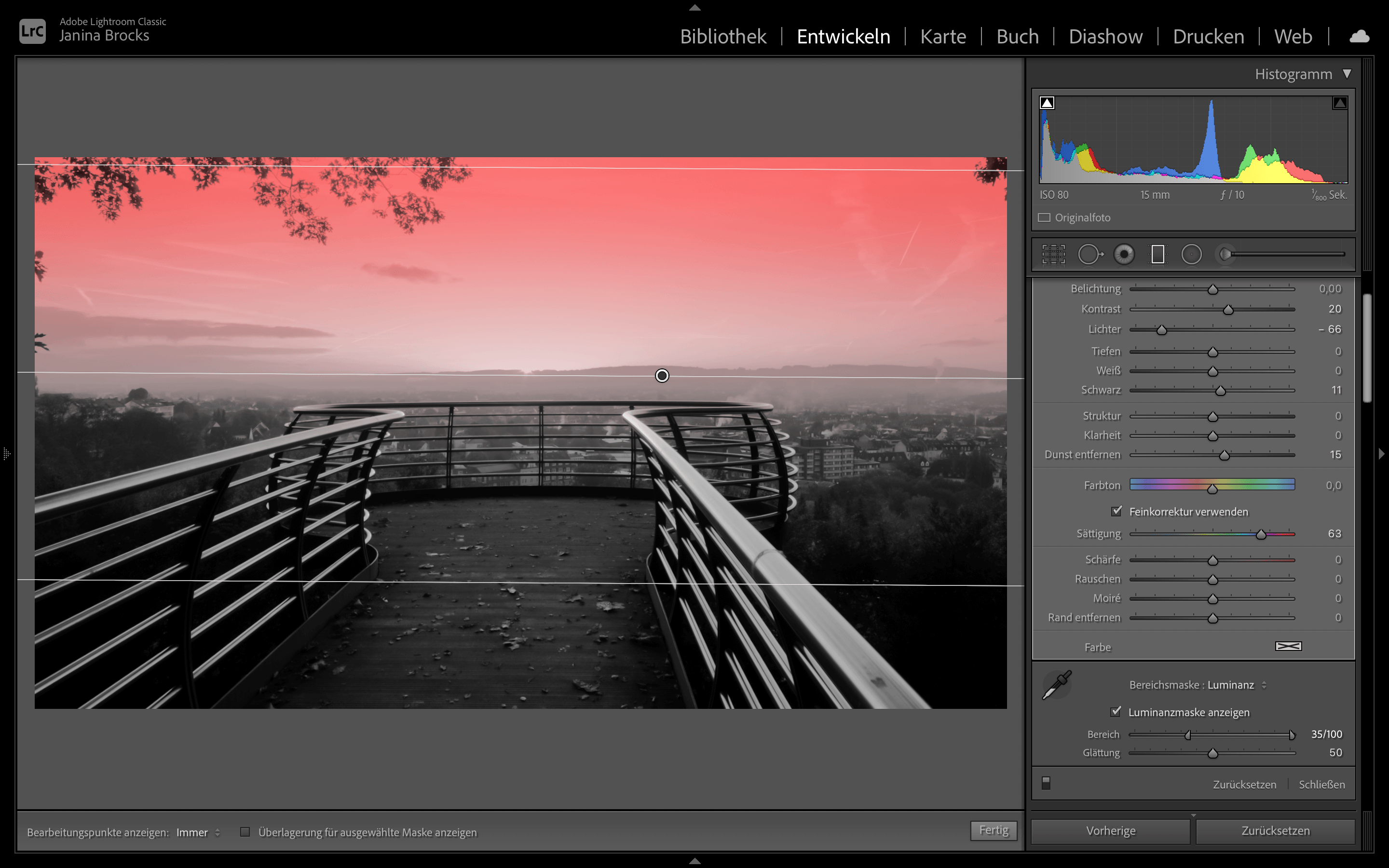 Luminanzmaske in Lightroom nutzen um den Himmel zu bearbeiten